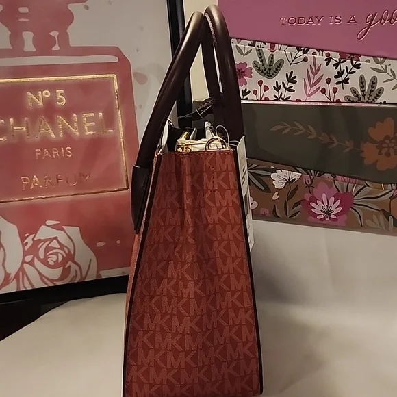 Michael Kors Two-Tone Dark Burgundy and Mauve mini crossbody satchel.NWT